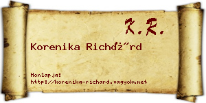 Korenika Richárd névjegykártya