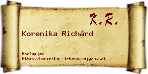 Korenika Richárd névjegykártya